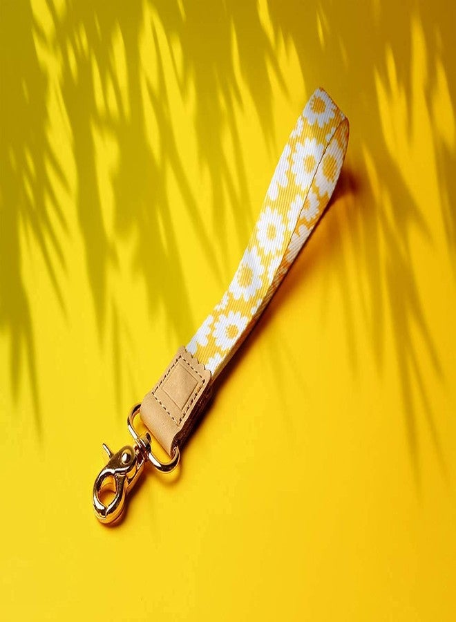 DQL Yellow Daisy Car keychain wristlet for women, wrist keychain strap womens lanyard for keys (Plumeria) - Image 5